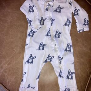 Cozy White and Black Dog Print Kids Footie